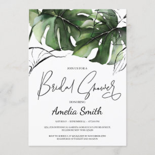 Invitation Monstère tropicale verdoyante feuille douche nupti