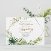 Invitation Monstère verte tropicale et Mariage de cadre géomé (Debout devant)