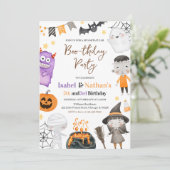 Invitation Monsters Halloween Double Anniversaire (Debout devant)
