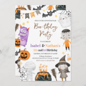 Invitation Monsters Halloween Double Anniversaire (Devant / Derrière)