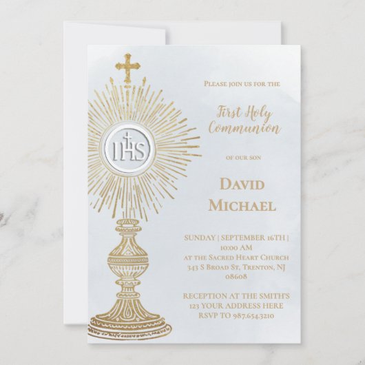 Invitation monstrance design First Holy Communion (Devant)