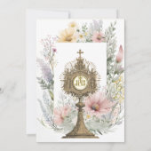 Invitation Monstrance florale de la première communion cathol (Dos)