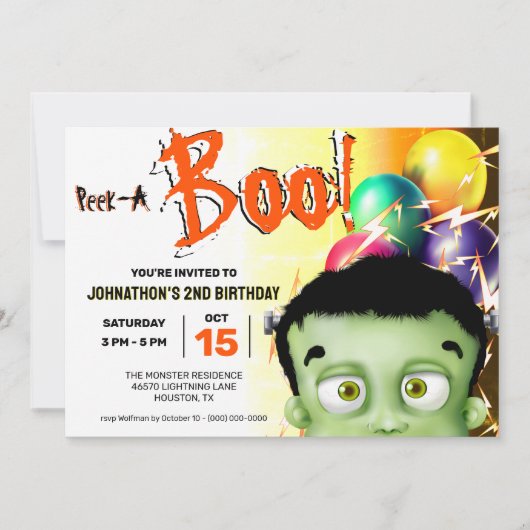 Invitation Monstre de Frankenstein Cache-Cache (Devant)