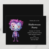 Invitation Monstre de Frankenstein drôle, Halloween amusant (Devant / Derrière)