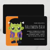 Invitation Monstre de Frankenstein vert Halloween (Devant / Derrière)