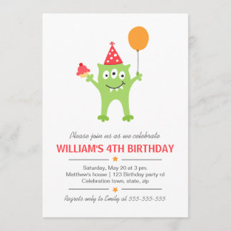 Invitation Monstre drôle avec l'anniversaire de ballon et de