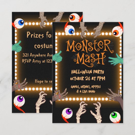 Invitation Monstre Mash (Devant / Derrière)