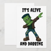 Invitation Monstre pointu est vivant et dabs pour Halloween (Devant / Derrière)