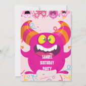 INVITATION MONSTRE POUR LA FÊTE D'ANNIVERSAIRE DE LA FILLE (Dos)