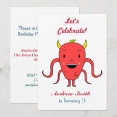 Invitation Monstre rouge mignon (Devant / Derrière)