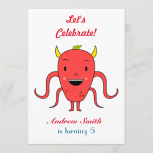 Invitation Monstre rouge mignon