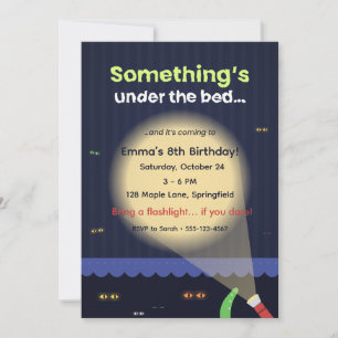 Invitation Monstre sous le lit Enfants Halloween Anniversaire