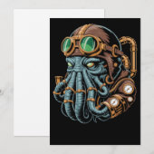 Invitation monstre Steampunk Cthulhu (Devant / Derrière)