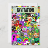 Invitation Monstres caractères mignons Motif d'Halloween (Devant)