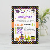 Invitation Monstres colorés amusants Halloween Anniversaire (Debout devant)
