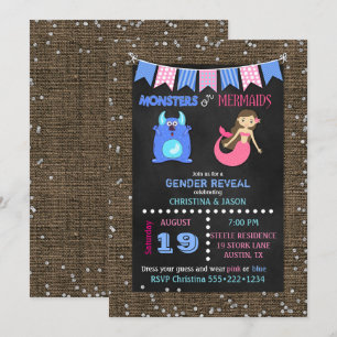 Invitation Monstres de tableau de bord ou sirènes Révélation 