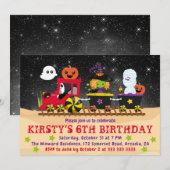 Invitation Monstres d'Halloween mignons Train Anniversaire (Devant / Derrière)