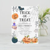 Invitation Monstres d'horreur mignonne Enfants Halloween fête (Debout devant)