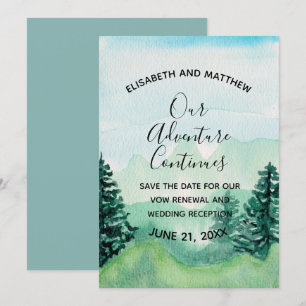 Invitation Montagne aquarelle Enregistrez la date