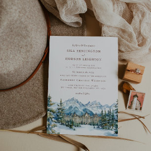 Invitation Montagne aquarelle Mariage à Whistler BC