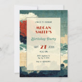 Invitation Montagne de vague de peinture japonaise vintage (Devant)