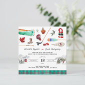 Invitation Montagne d'hiver rustique | Mariage de camping (Debout devant)