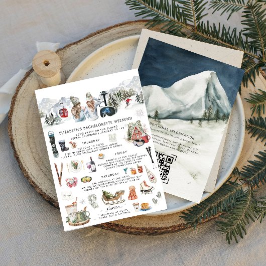 Invitation Montagne d'hiver | Ski Bachelorette Party