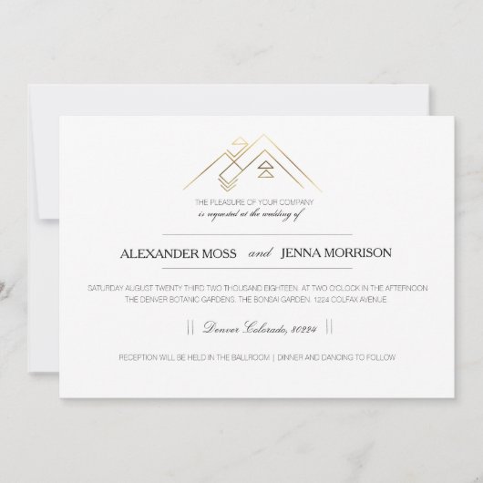 Invitation Montagne géométrique | Or moderne (Devant)