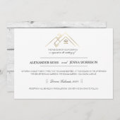 Invitation Montagne géométrique | Or moderne (Devant / Derrière)