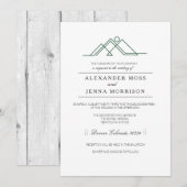 Invitation Montagne géométrique Tribal | Bleu vert (Devant / Derrière)