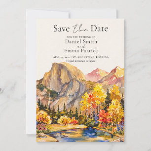 Invitation Montagne Rustique d'Eau-Forte de Tomber de Mariage