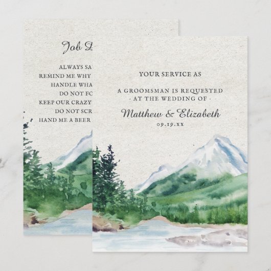 Invitation Montagne Rustique | Demande de Garçon d'Honneur (Devant / Derrière)