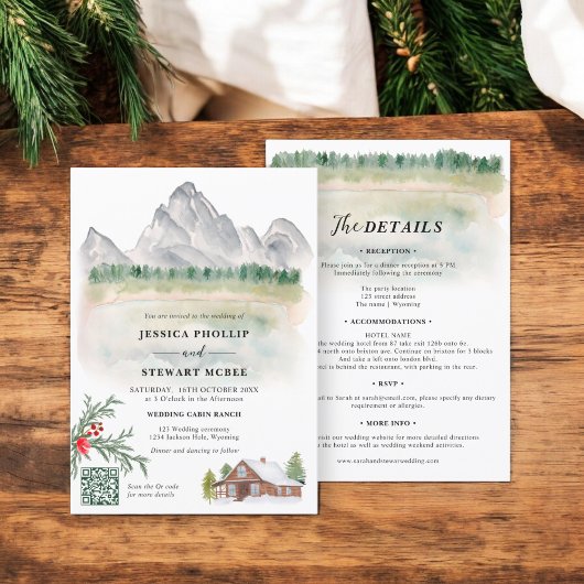 Invitation Montagne rustique Wyoming destination mariage
