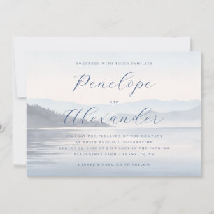 Invitation Montagnes aquarelles bleues tranquilles