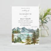 Invitation Montagnes & Arbres Rustique Mariage (Debout devant)