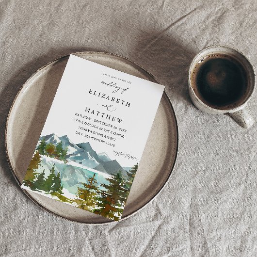 Invitation Montagnes & Arbres Rustique Mariage