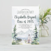 Invitation Montagnes Aventure Camping Woods Graduation (Debout devant)