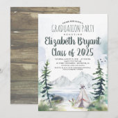 Invitation Montagnes Aventure Camping Woods Graduation (Devant / Derrière)