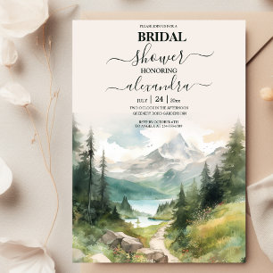 Invitation Montagnes D'Aquarelle Et Fête des mariées De La Fo