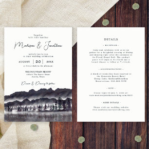 Invitation Montagnes de la Forêt de Pins de Rêve Mariage Inté
