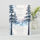 Invitation Montagnes d'hiver Pins des neiges Mariage élégant (Debout devant)