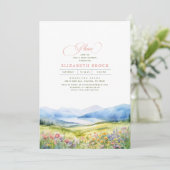 Invitation Montagnes et Fleur sauvage Elégant Baby shower (Debout devant)