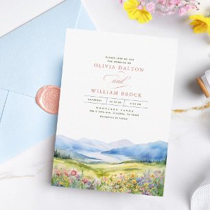 Invitation Montagnes et Fleur sauvage Mariage paysager