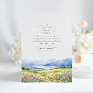 Invitation Montagnes et Fleurs sauvages Elégante Fête des mar