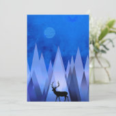 INVITATION MONTAGNES GÉOMÉTRIQUES BLEUES CERF (Debout devant)