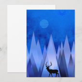 INVITATION MONTAGNES GÉOMÉTRIQUES BLEUES CERF (Devant / Derrière)