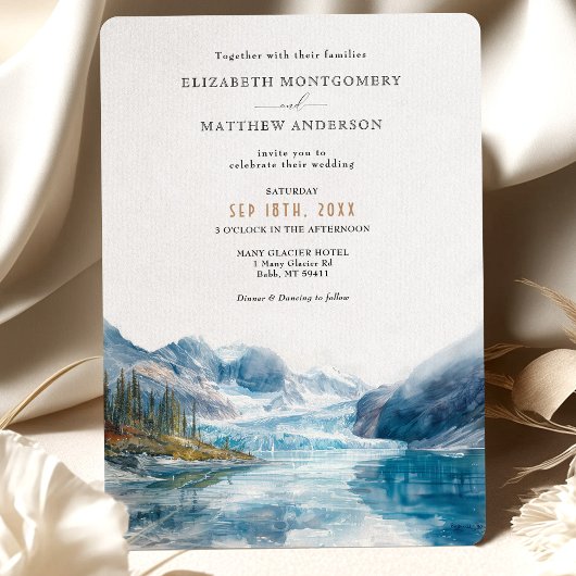 Invitation Montagnes Glacier Montana Mariage
