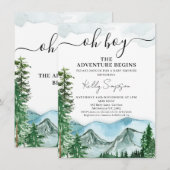 Invitation Montagnes L'aventure commence Baby shower sauvage (Devant / Derrière)