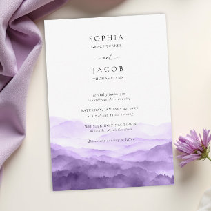 Invitation Montagnes Pic Brumeux Crête Pourpre Mariage Romant