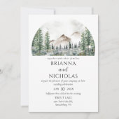 Invitation Montagnes Rustic Forest Mariage (Devant)